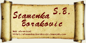 Stamenka Boraković vizit kartica